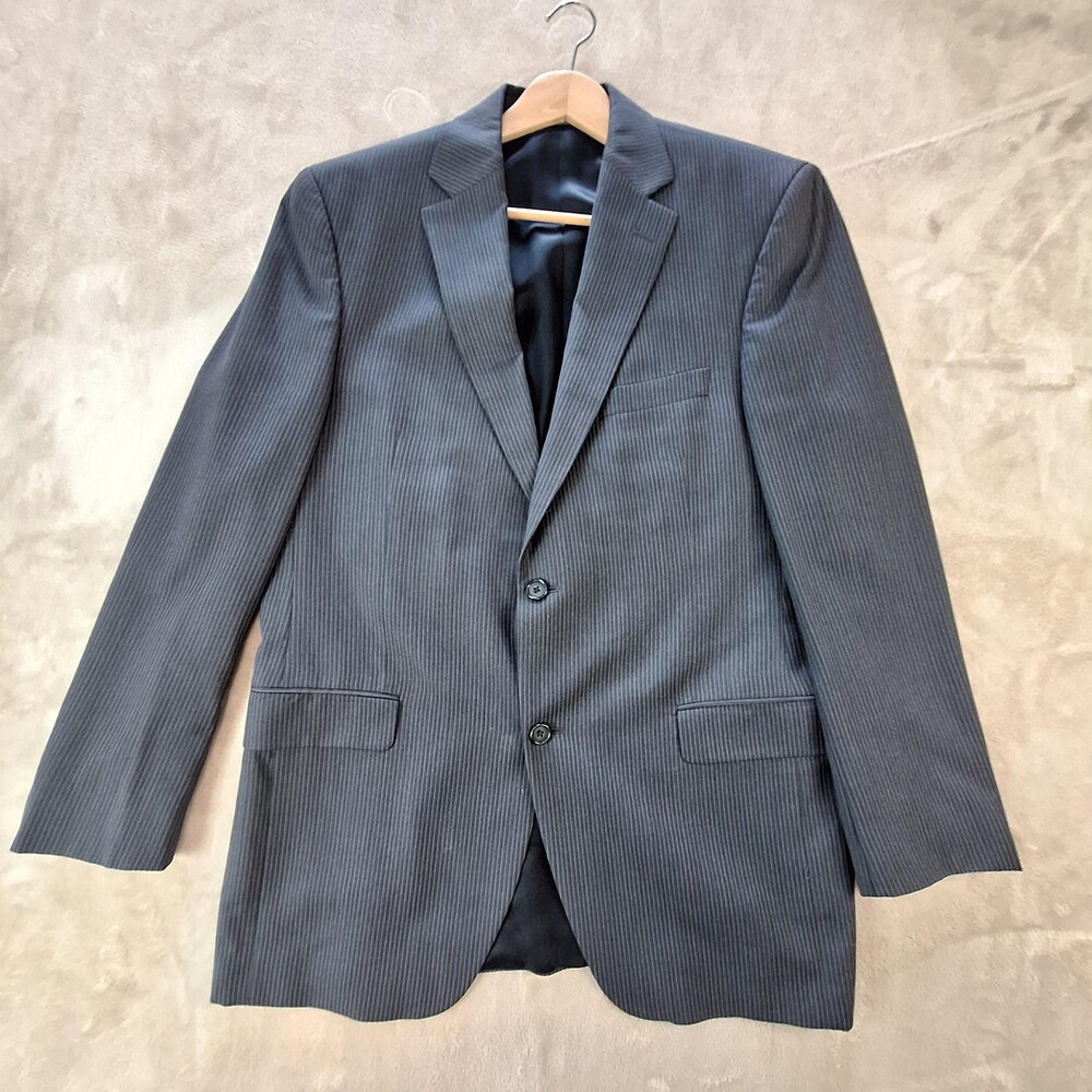 Jack Victor Suit Jacket Mens 42 Long Gray Wool Double Vent 2 Button Super 100s